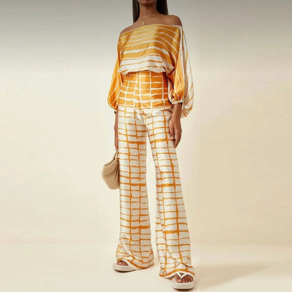 Women's Off-The-Shoulder Jumpsuit Straight Leg Pants
