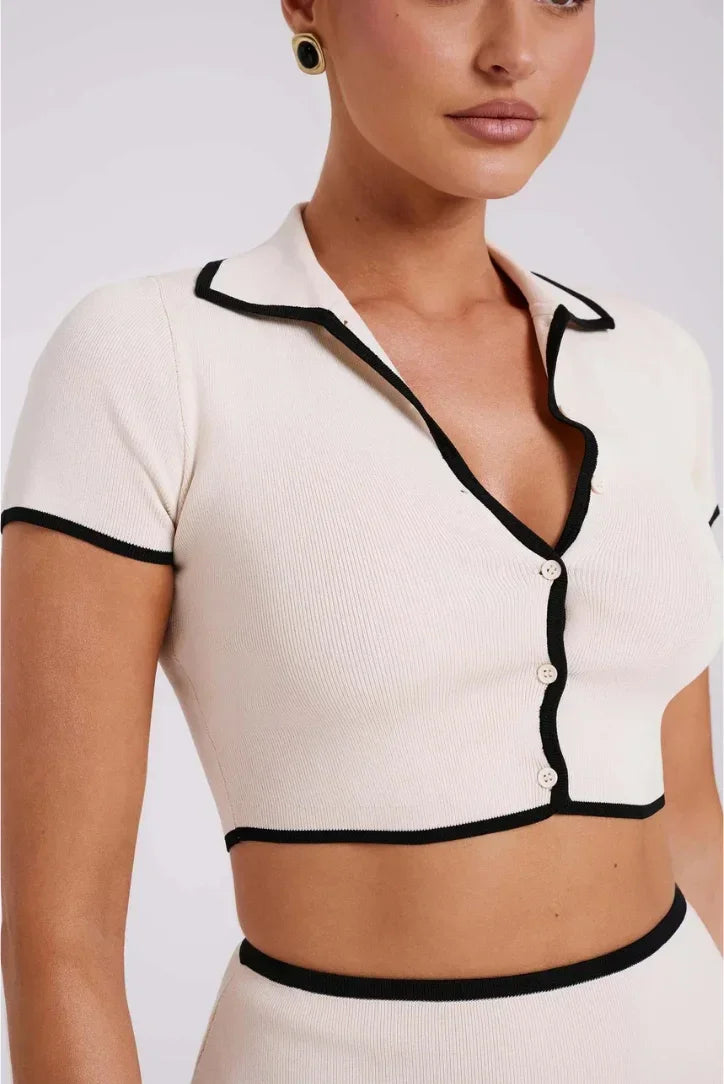 Women's Mini Dress White With Black Trim