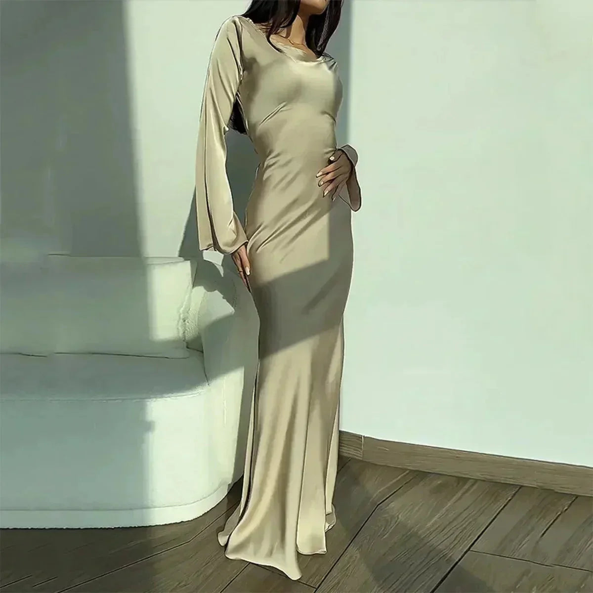 Luxurious Soft Satin Kaftan Dress