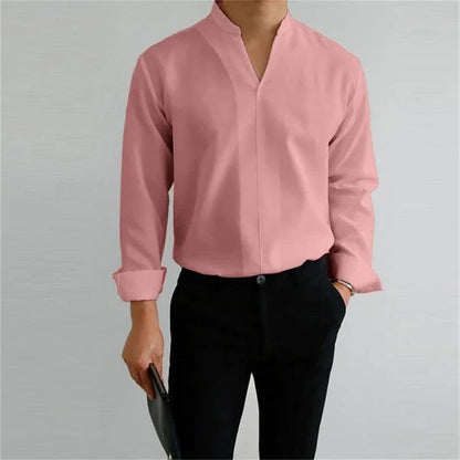 Image of Evan | Men's Long Sleeve Mandarin Collar Casual Shirt