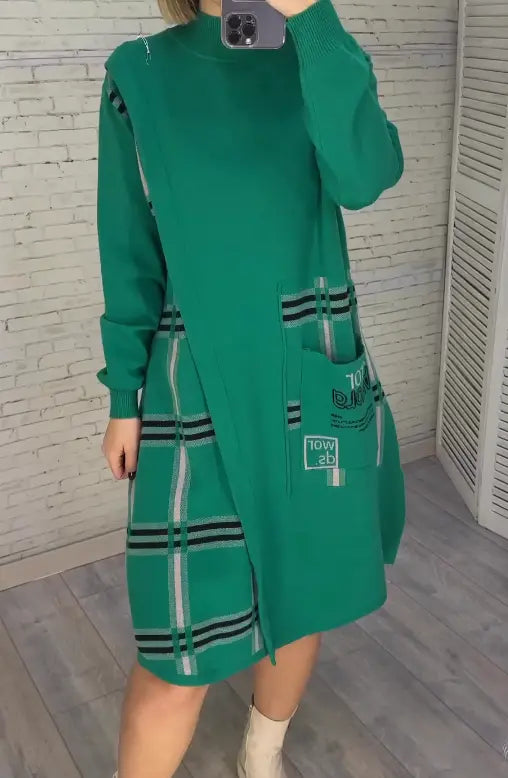 Women's Long Sleeve Sweater Dress - VibreMode