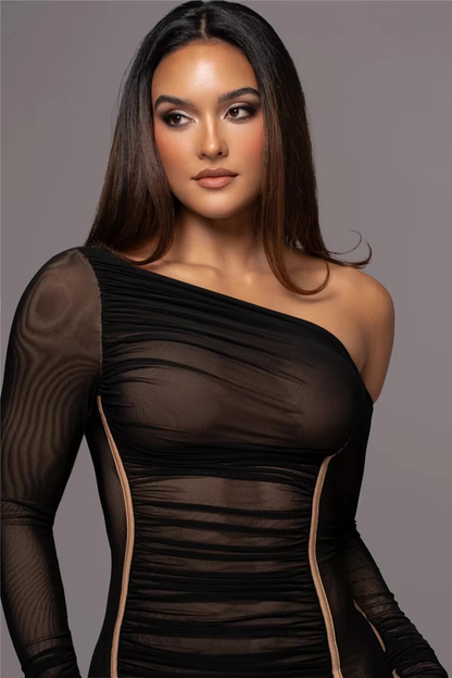 Women's One Shoulder Bodycon Midi Dress