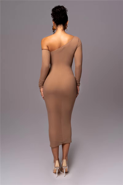 Women's One Shoulder Bodycon Midi Dress