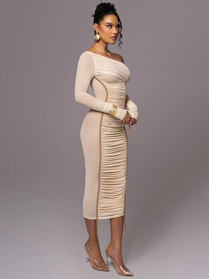 Women's One Shoulder Bodycon Midi Dress