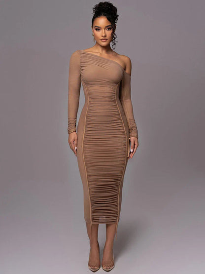 Women's One Shoulder Bodycon Midi Dress