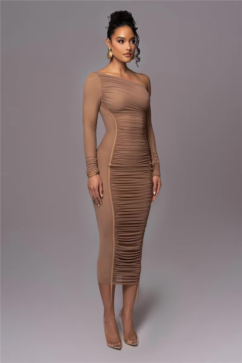 Women's One Shoulder Bodycon Midi Dress