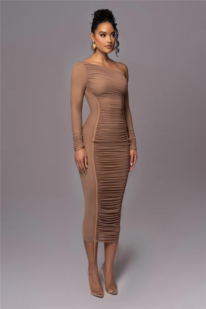 Women's One Shoulder Bodycon Midi Dress