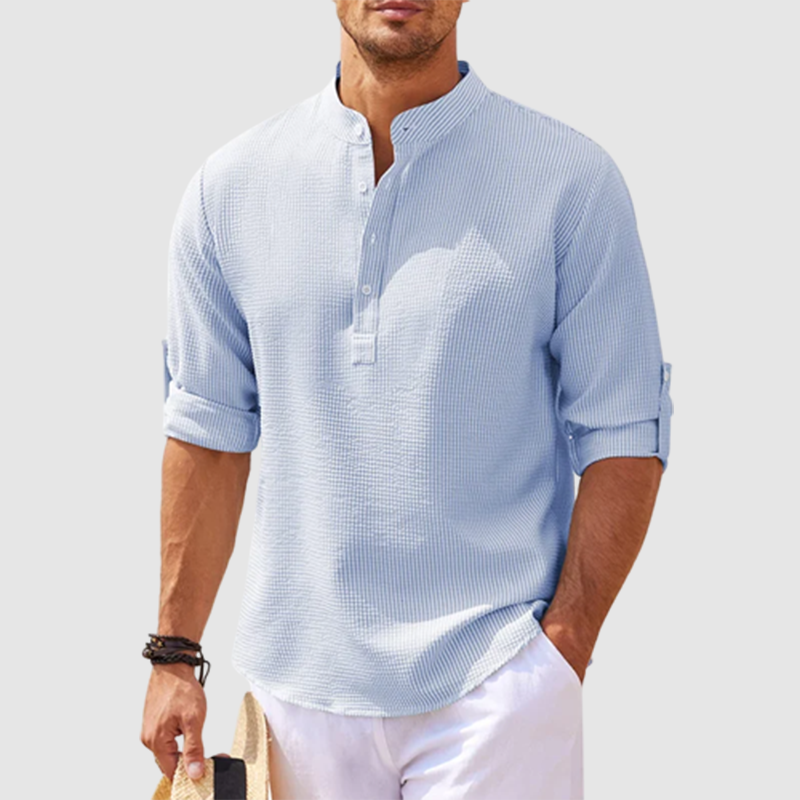 Men's Roll-Up Sleeve Henley Shirt - VibreMode