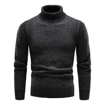 Men's Slim Fit Turtleneck Sweater Classic Ribbed Knit - VibreMode
