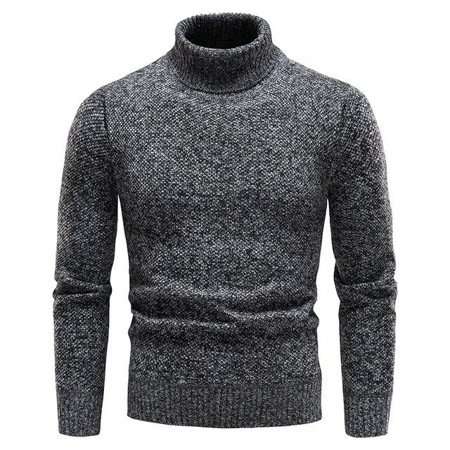 Men's Slim Fit Turtleneck Sweater Classic Ribbed Knit