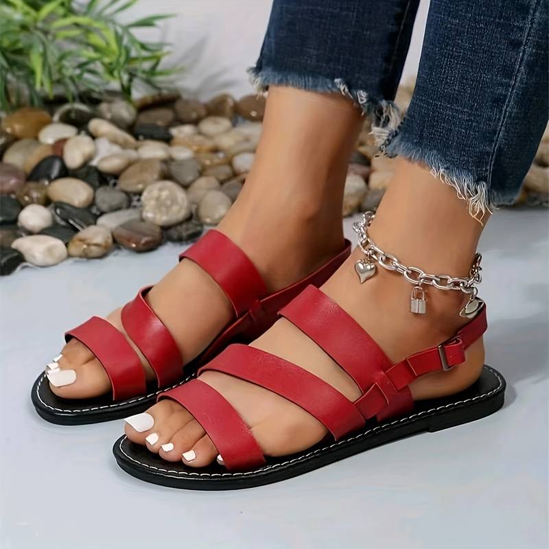 Women's Three Strap Flat Sandals