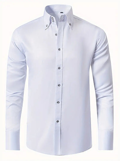 Charles Men's Formal Dress Shirt Button Front