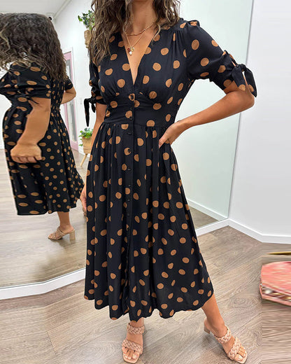 Stylish Dot Pattern Women's Dress - VibreMode