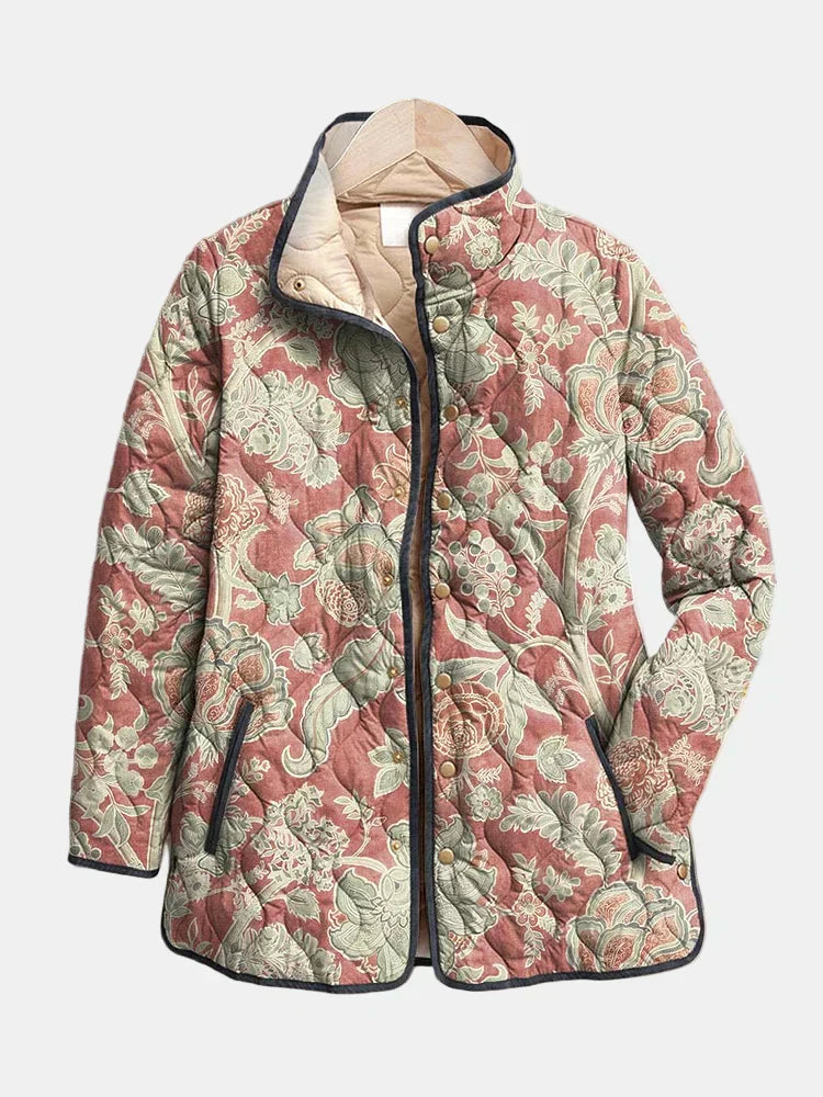 Women's Quilted Floral Print Jacket - VibreMode