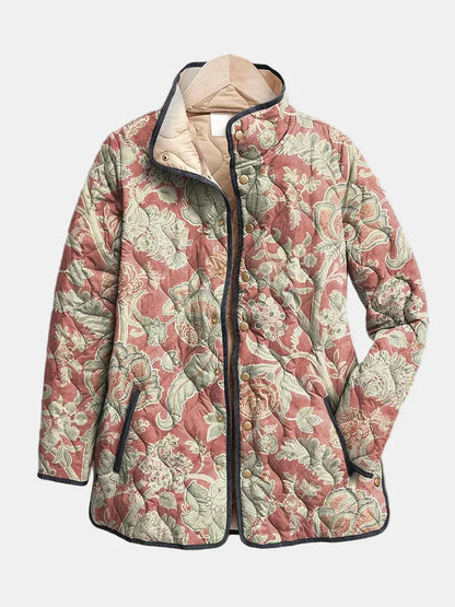 Women's Quilted Floral Print Jacket - VibreMode
