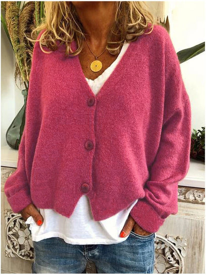 Women's V-Neck Cardigan Relaxed Fit