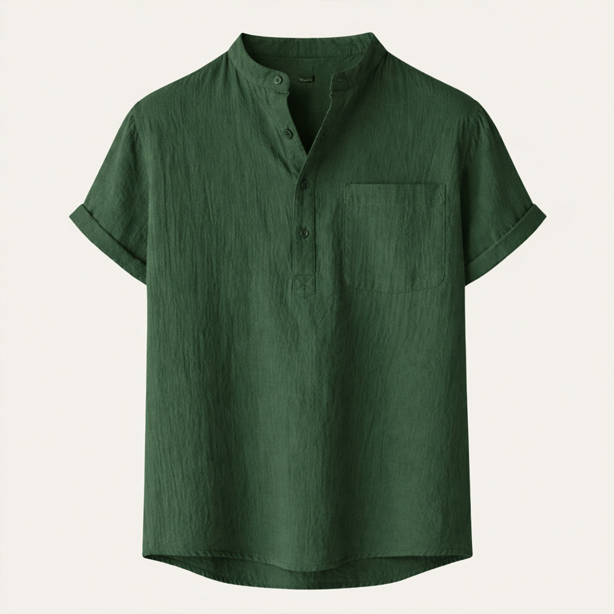 Men's Cotton Linen Henley Shirt Breathable
