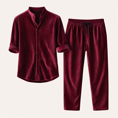 Men's Casual Shirt And Trousers Set