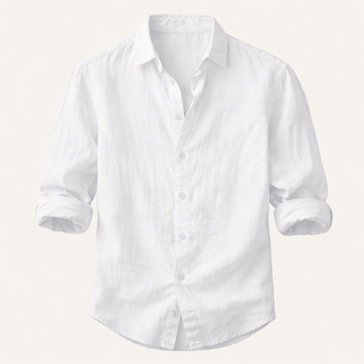 Men's Linen Blend Button Down Shirt Lightweight Beige