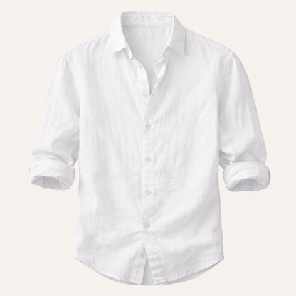 Men's Linen Blend Button Down Shirt Lightweight Beige