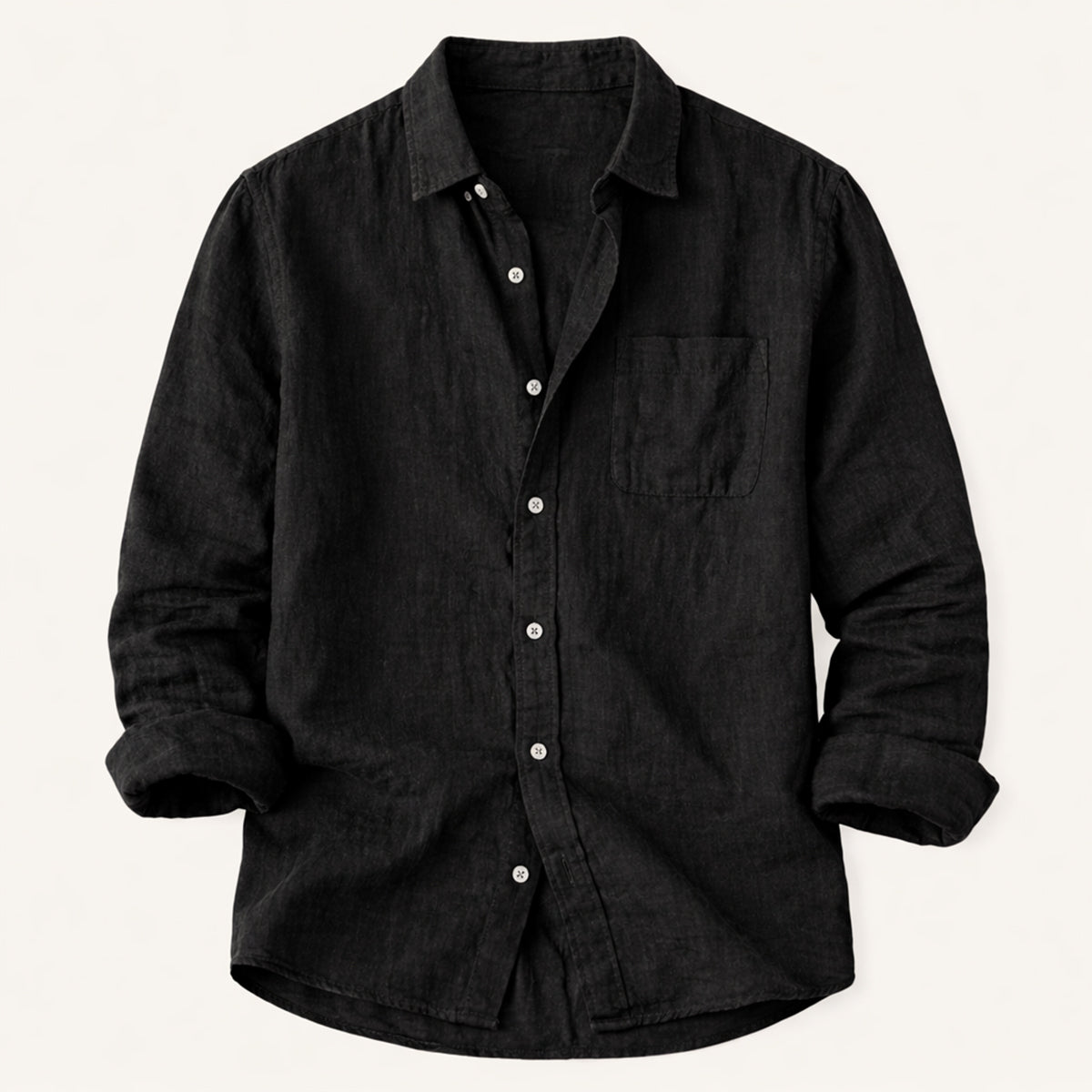 Men's Cotton Linen Shirt Lightweight Stand Collar