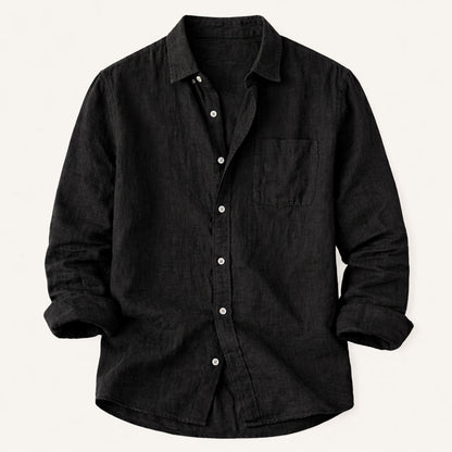 Men's Cotton Linen Shirt Lightweight Stand Collar