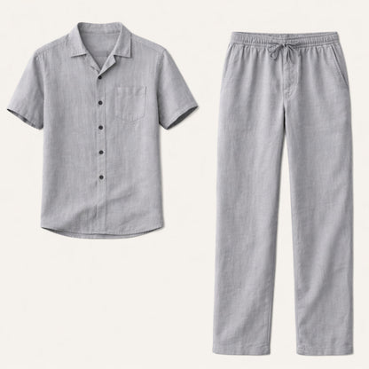 Men's Linen Beach Shirt And Pants Set