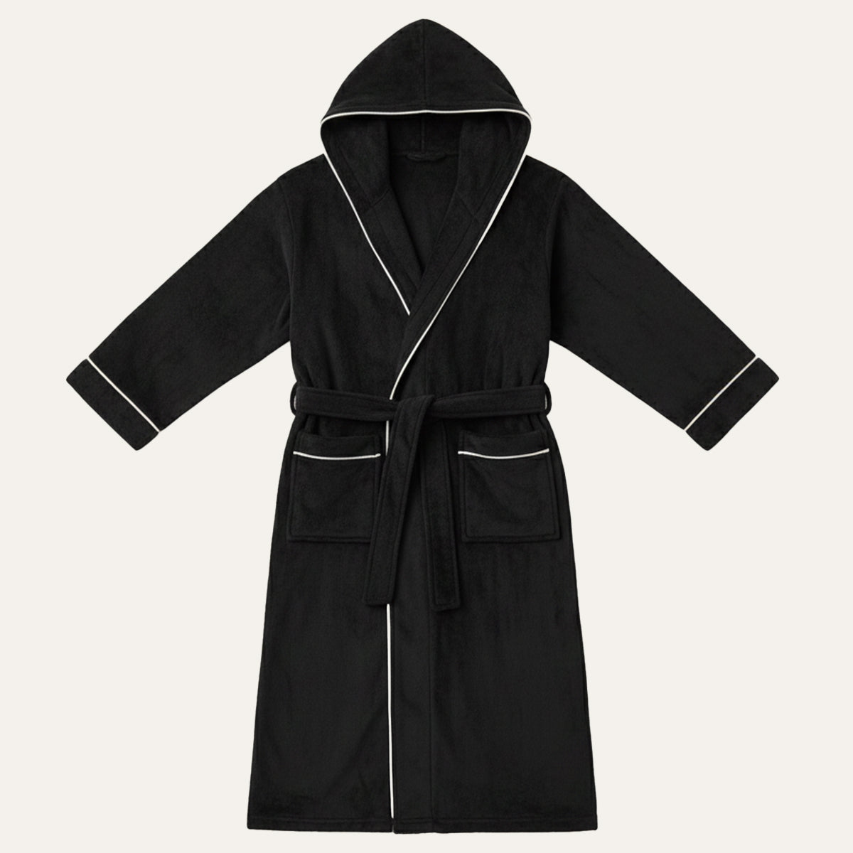 Men's Hooded Long Bathrobe Cotton With Belt