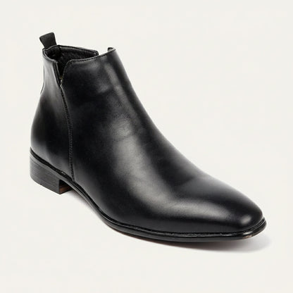 Cortona Men's Chelsea Boots Zip Ankle Leather Black