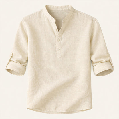 Men's Linen Casual Shirt Lightweight Beige