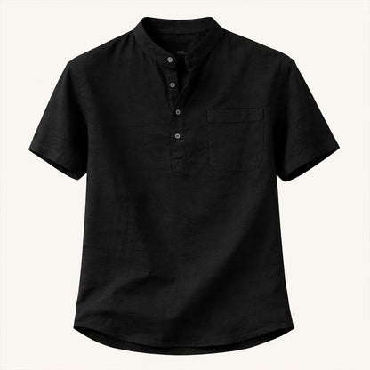 Men's Cotton Linen Henley Shirt Casual