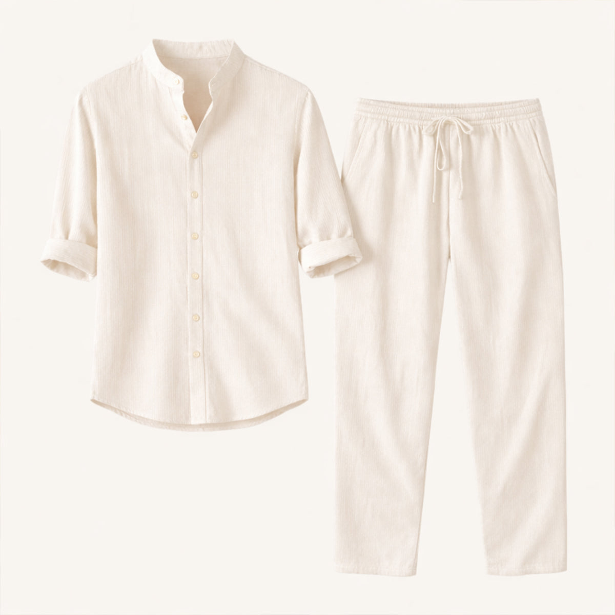 Men's Summer Shirt And Trousers Lightweight Set
