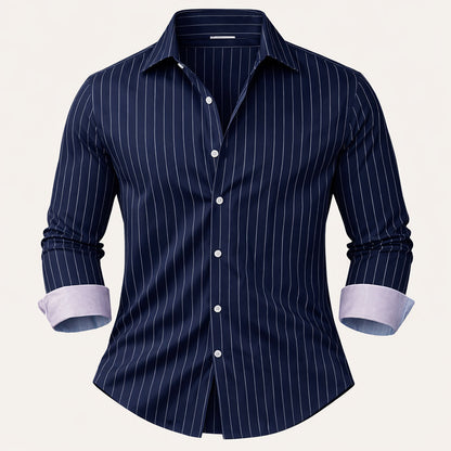 Men's Slim Fit Striped Button Up Shirt - VibreMode