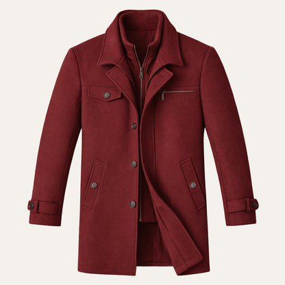 Men's Wool Blend Smart Jacket Zipper Button Closure