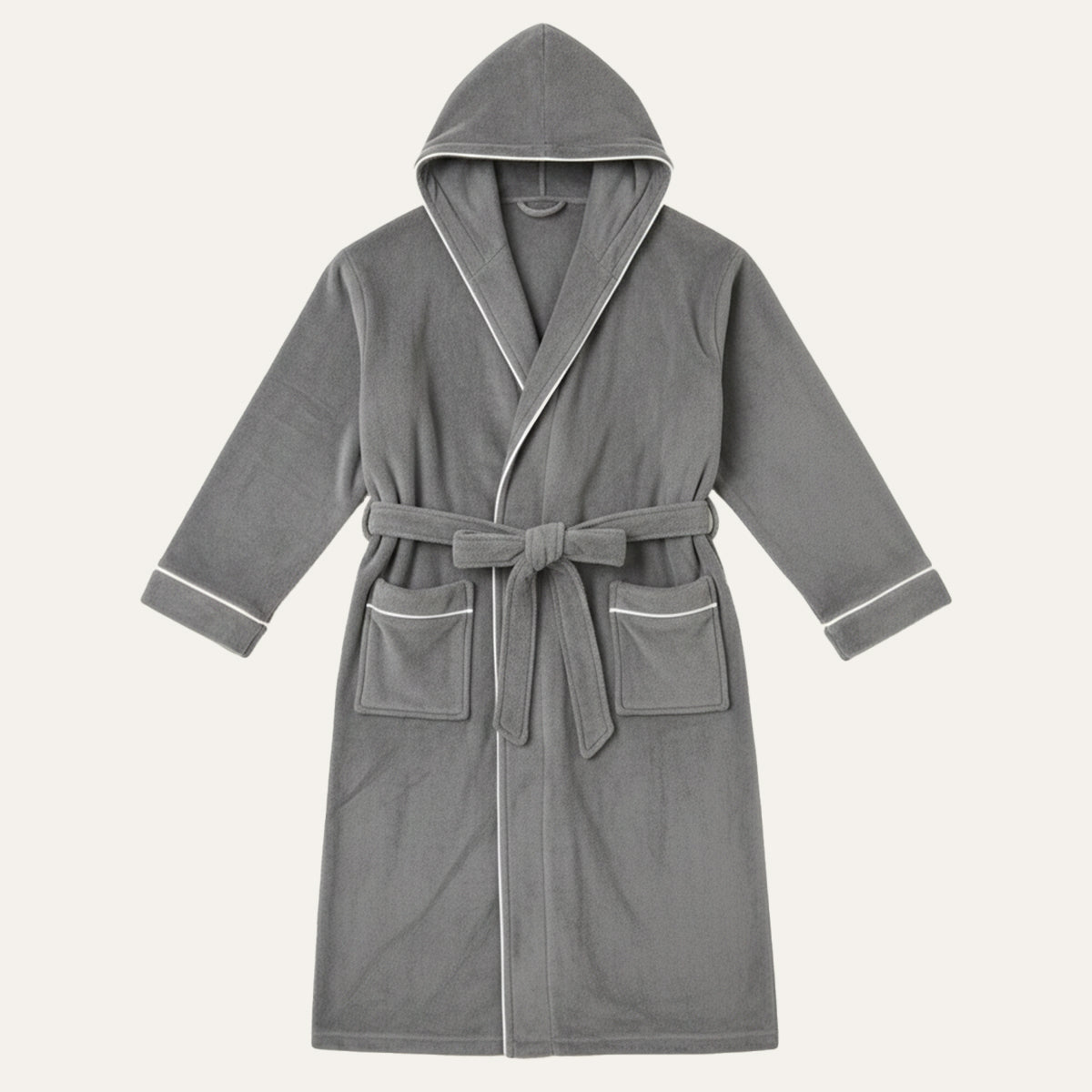 Men's Hooded Fleece Bathrobe With Belt