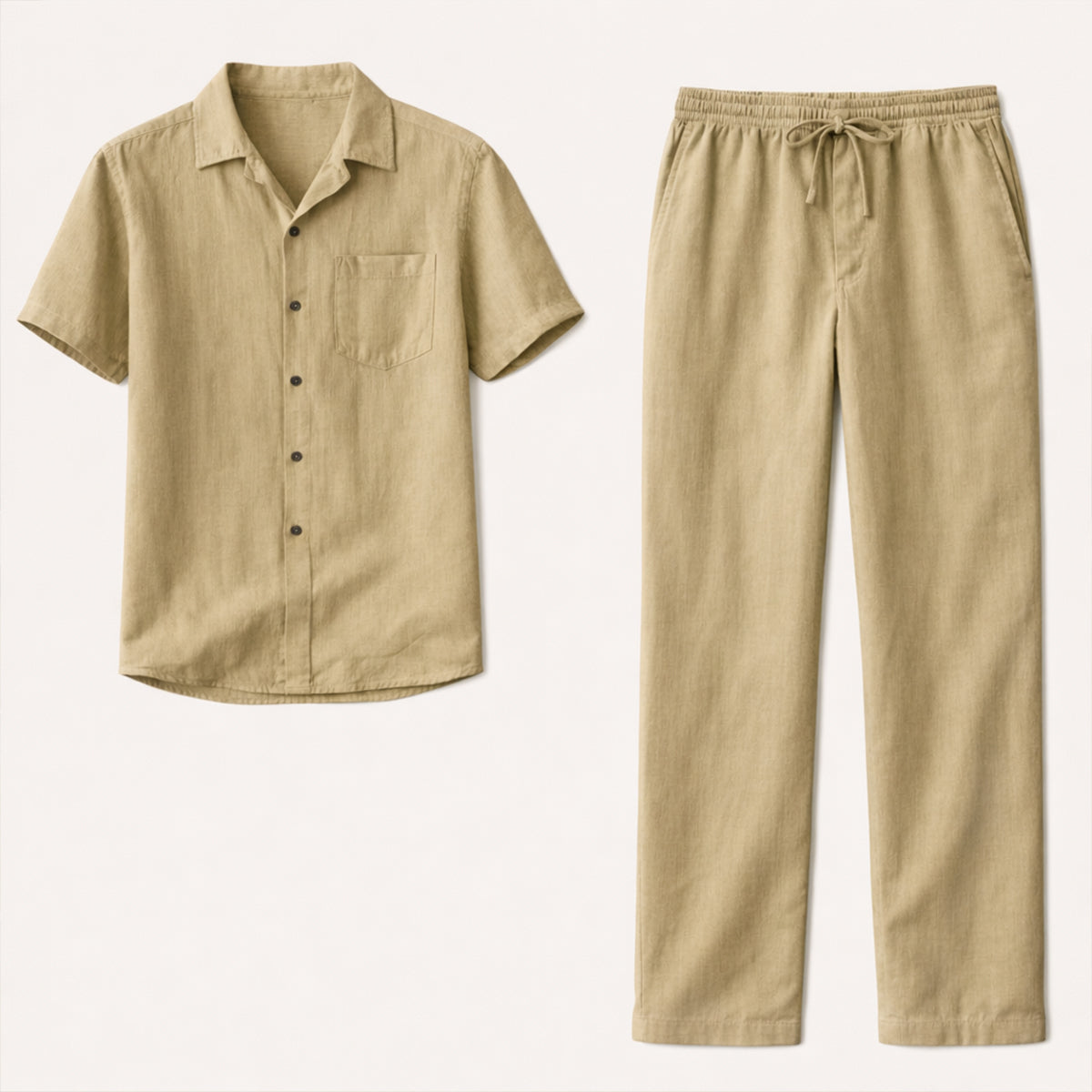 Men's Linen Beach Shirt Pants Set Lightweight - VibreMode