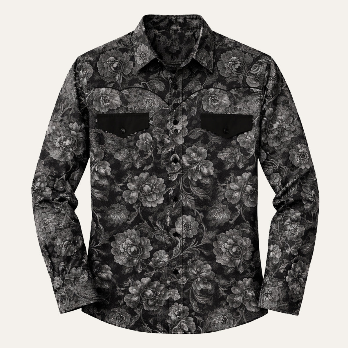 Men's Western Denim Shirt Two Tone Patchwork Soft Blue