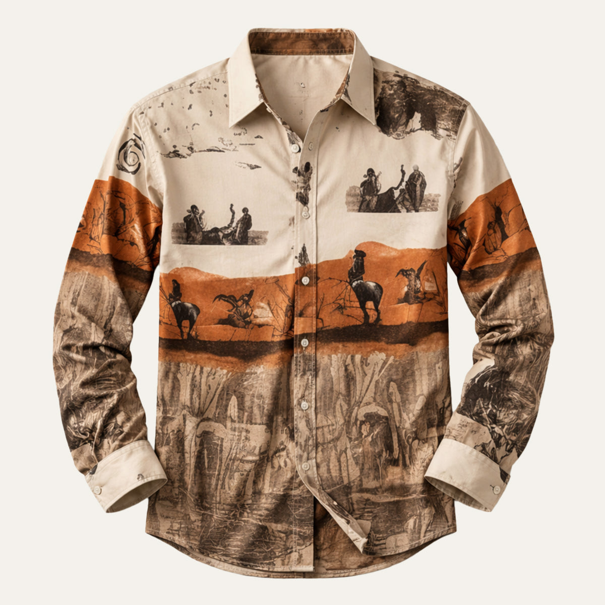 Men's Western Denim Shirt Two Tone Patchwork Blue