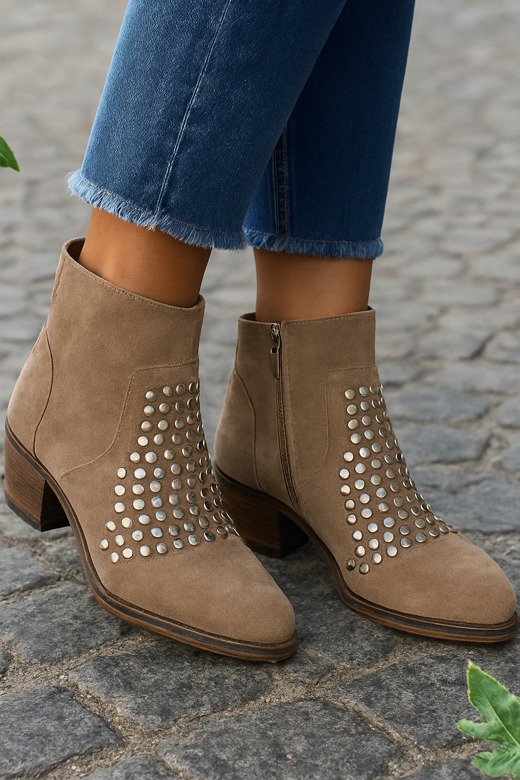 Ladies' Buckle Ankle Boots with Side Zipper