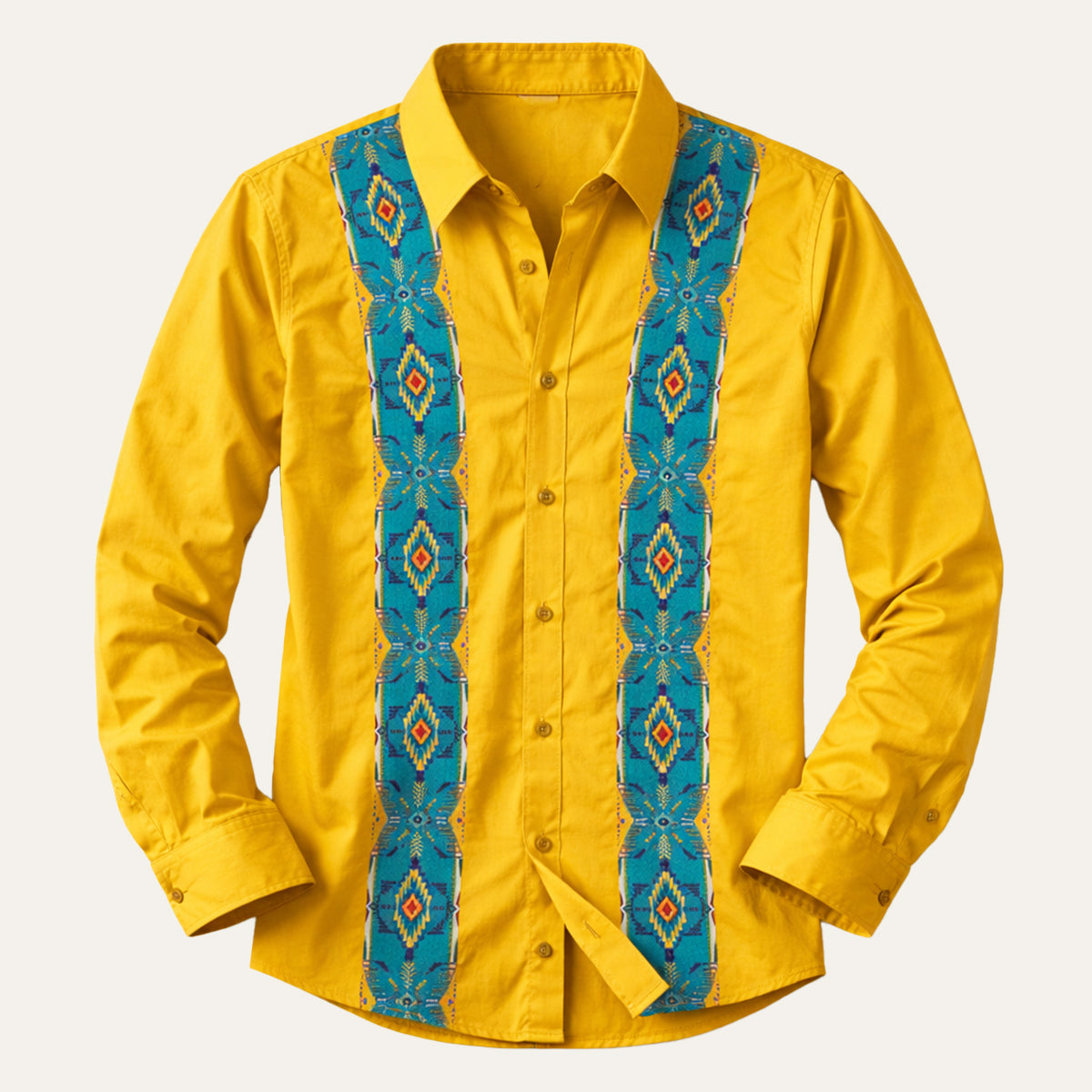 Men's Western Denim Shirt Two Tone Patchwork Blue