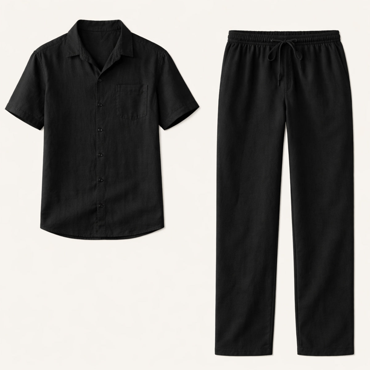 Men's Linen Beach Shirt And Pants Set