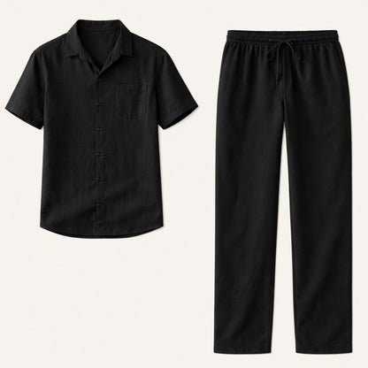 Men's Linen Beach Shirt And Pants Set