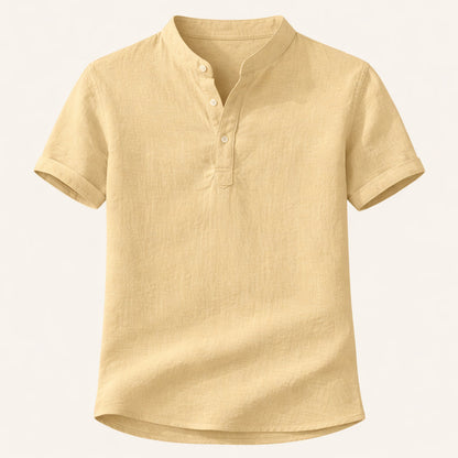 Mens Linen Button Up Shirt Lightweight Beige