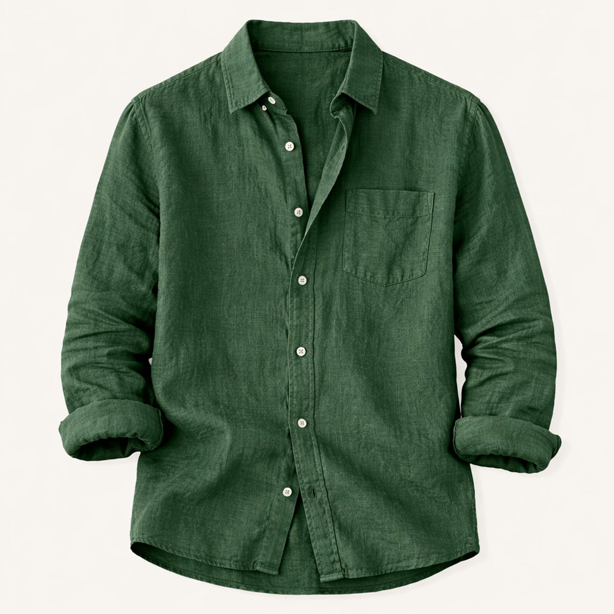 Men's Cotton Linen Shirt Lightweight Stand Collar