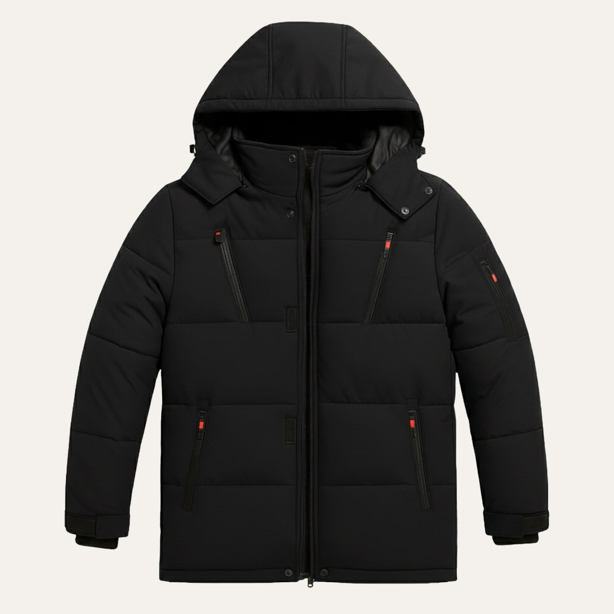 Men's Warm Puffer Coat Hooded Winter Zipper Pockets