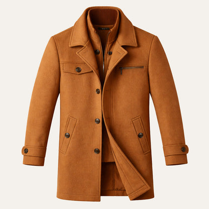 Men's Wool Blend Smart Jacket Zipper Button Closure