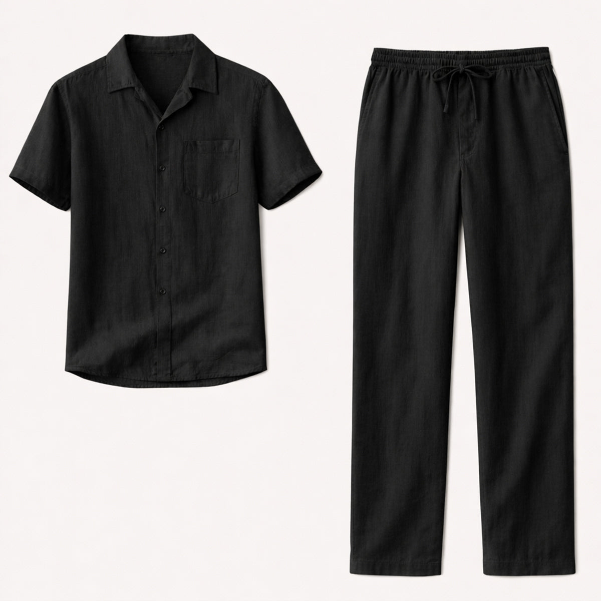 Men's Linen Beach Shirt Pants Set Lightweight