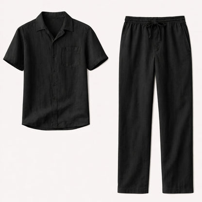 Men's Linen Beach Shirt Pants Set Lightweight