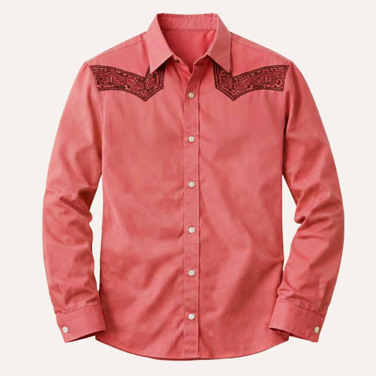 Men's Western Denim Shirt Two Tone Patchwork Retro Style