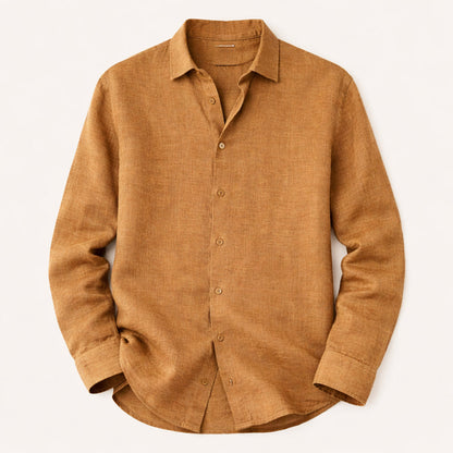 Men's Linen Button Up Shirt Loose Fit Beige